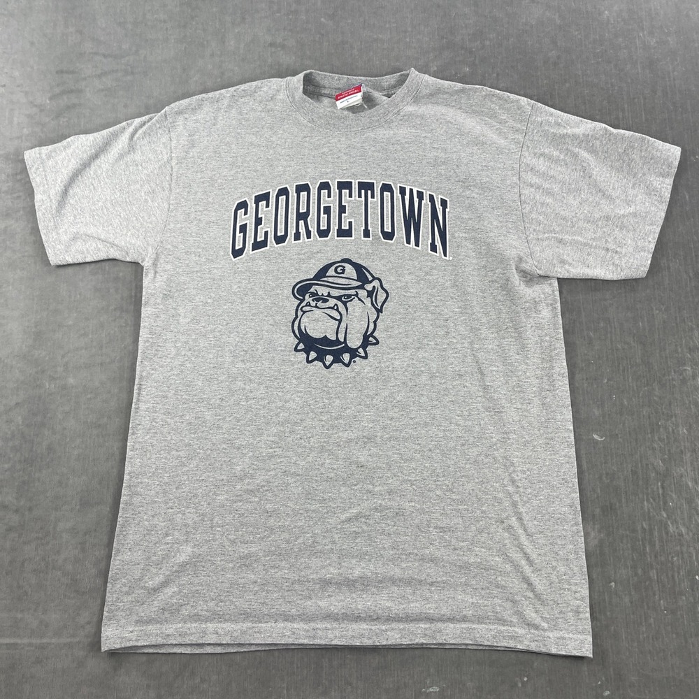 Georgetown Hoyas Champion Mens‎ L Gray T-Shirt Graphic Bulldog NCAA Tee
